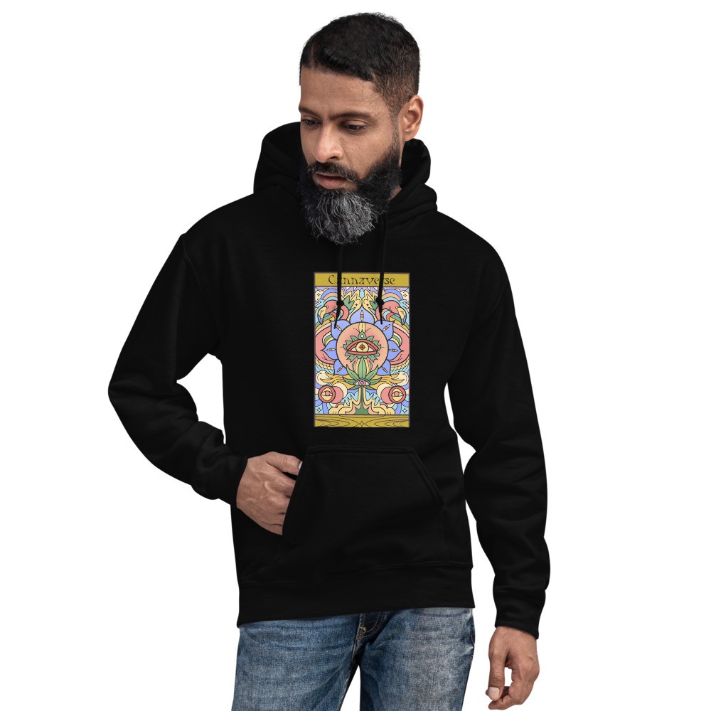 Cannabis universe third eye flamingo design unisex hoodie