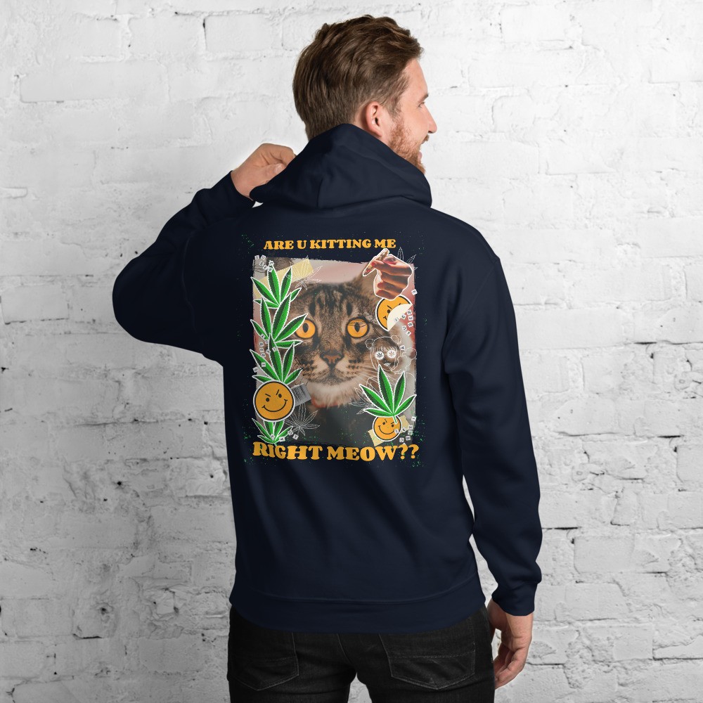 Cannabis funny design unisex hoodie, cat and weed lovers