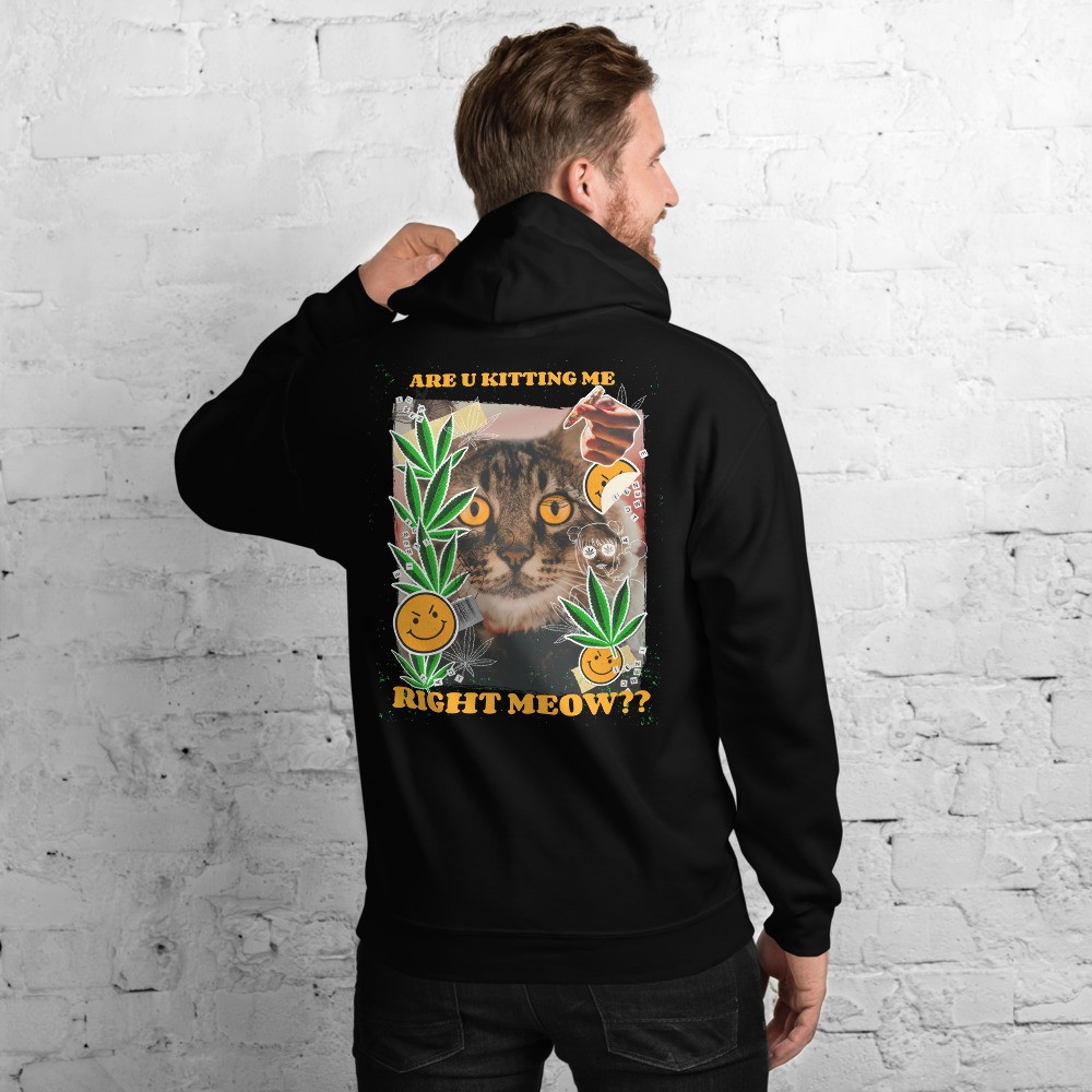 Cannabis funny design unisex hoodie, cat and weed lovers
