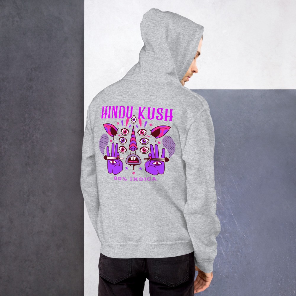 Cannabis design unisex hoodie, 80% indica hindu kush, weed lovers