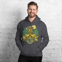 Cannabis universe shamanic design unisex hoodie, Moon, Venus, Third eye