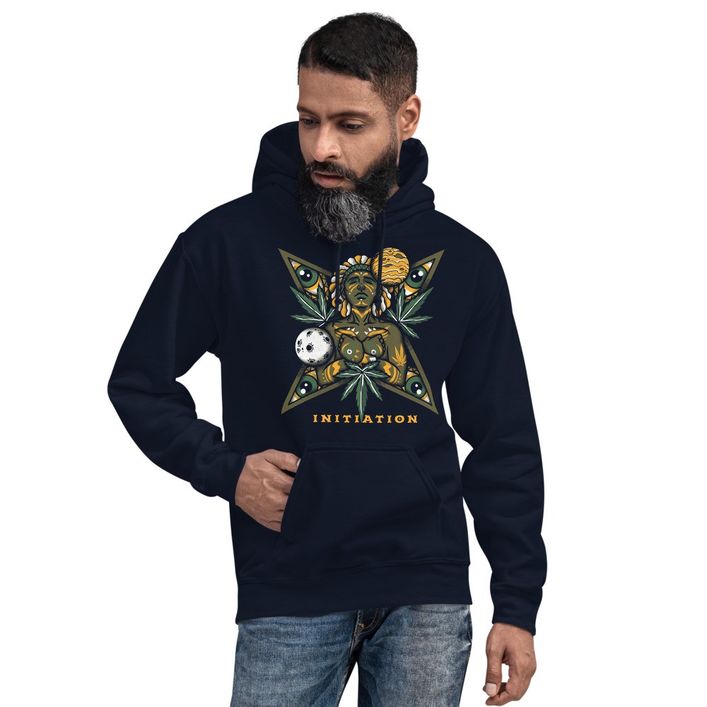 Cannabis universe shamanic design unisex hoodie Initiation