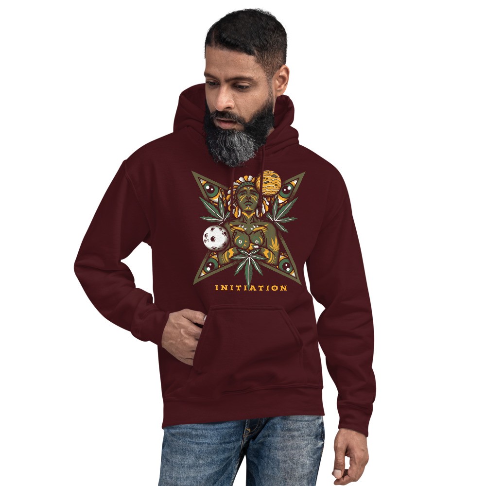 Cannabis universe shamanic design unisex hoodie Initiation