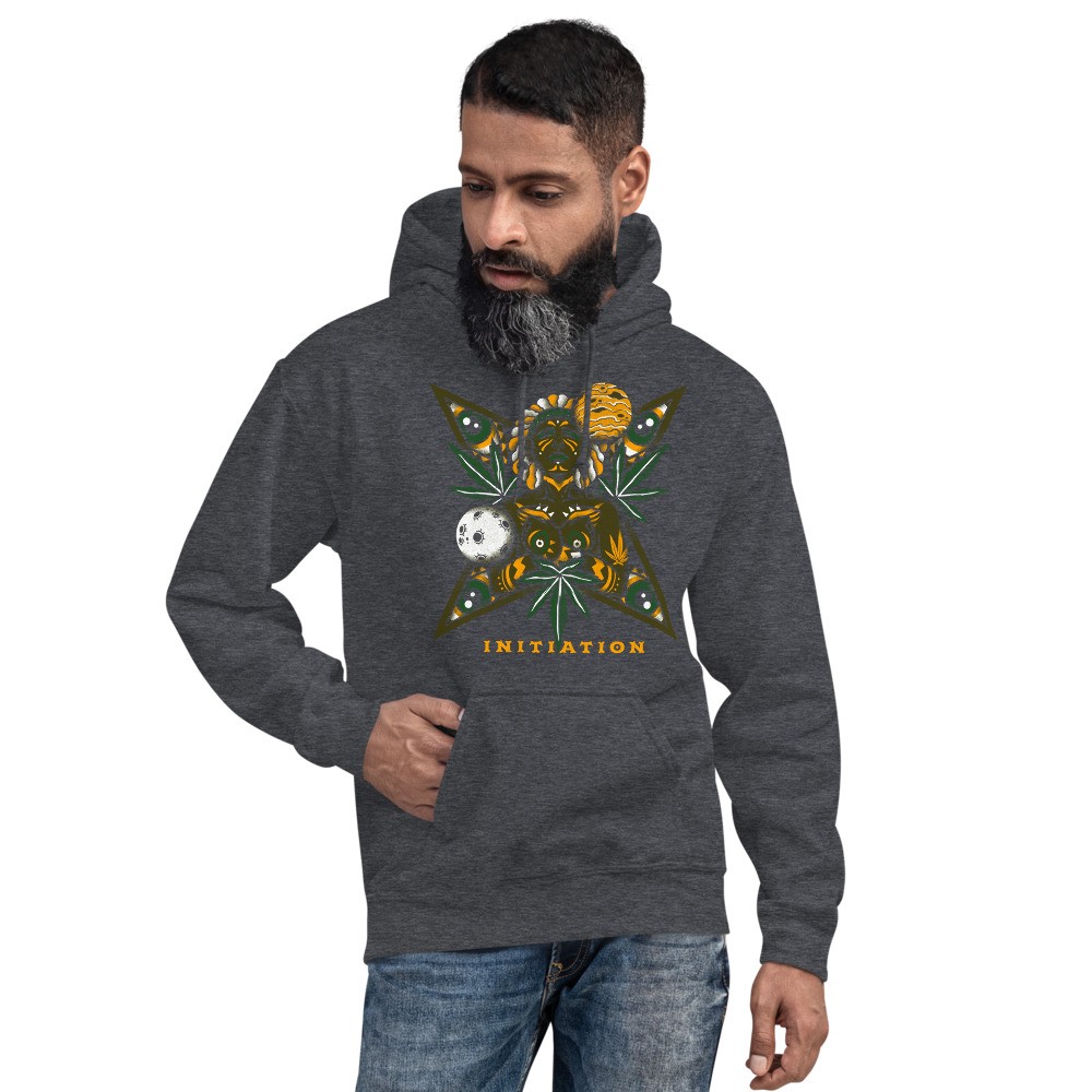 Cannabis universe shamanic design unisex hoodie Initiation