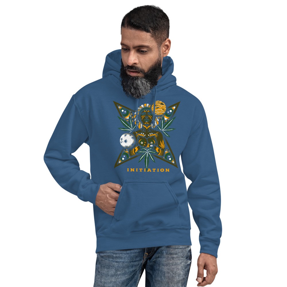 Cannabis universe shamanic design unisex hoodie Initiation