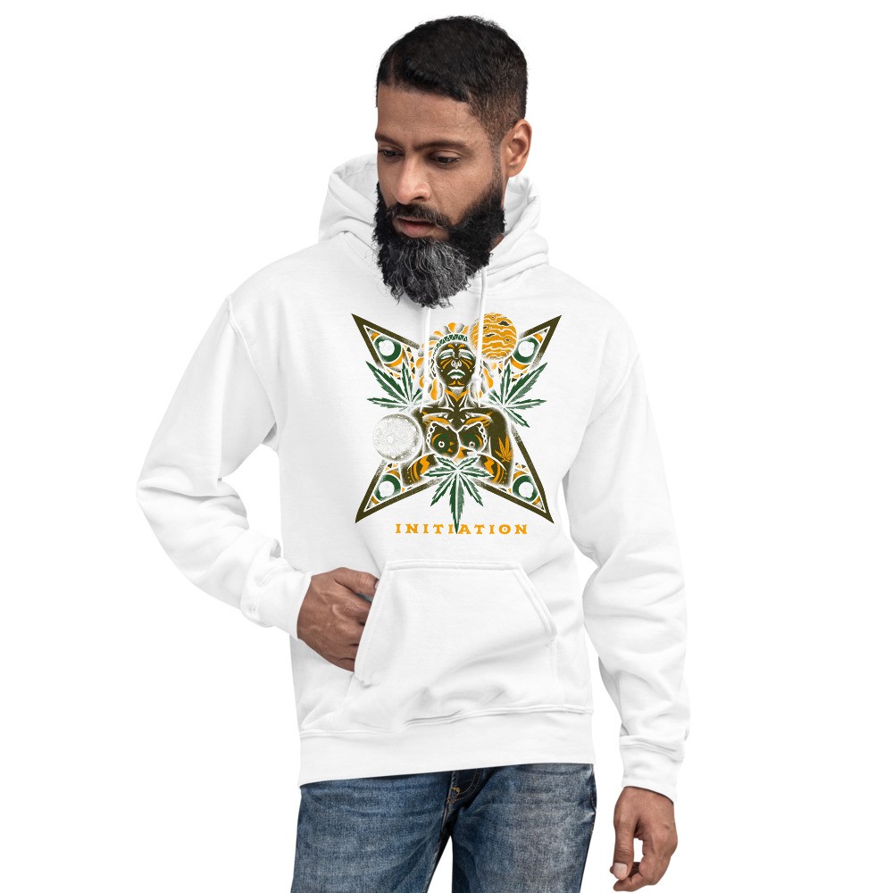 Cannabis universe shamanic design unisex hoodie Initiation