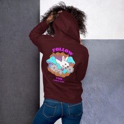 Trippy design Unisex Hoodie, both side print, Follow the rabbit hole