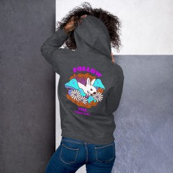 Trippy design Unisex Hoodie, both side print, Follow the rabbit hole