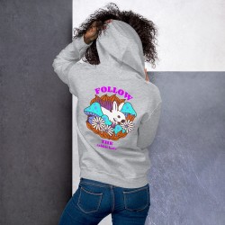Trippy design Unisex Hoodie, both side print, Follow the rabbit hole