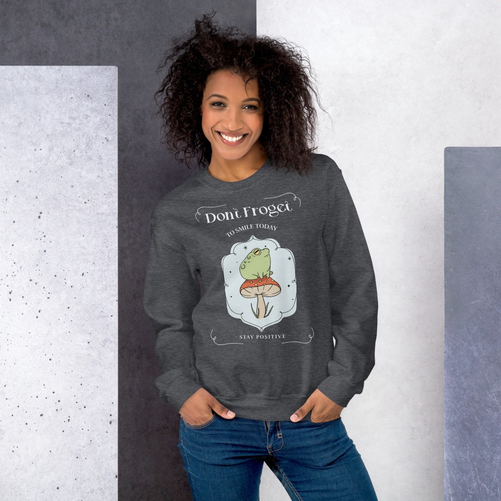 Amanita muscaria funny Unisex Sweatshirt mushroom, fly agaric and a frog