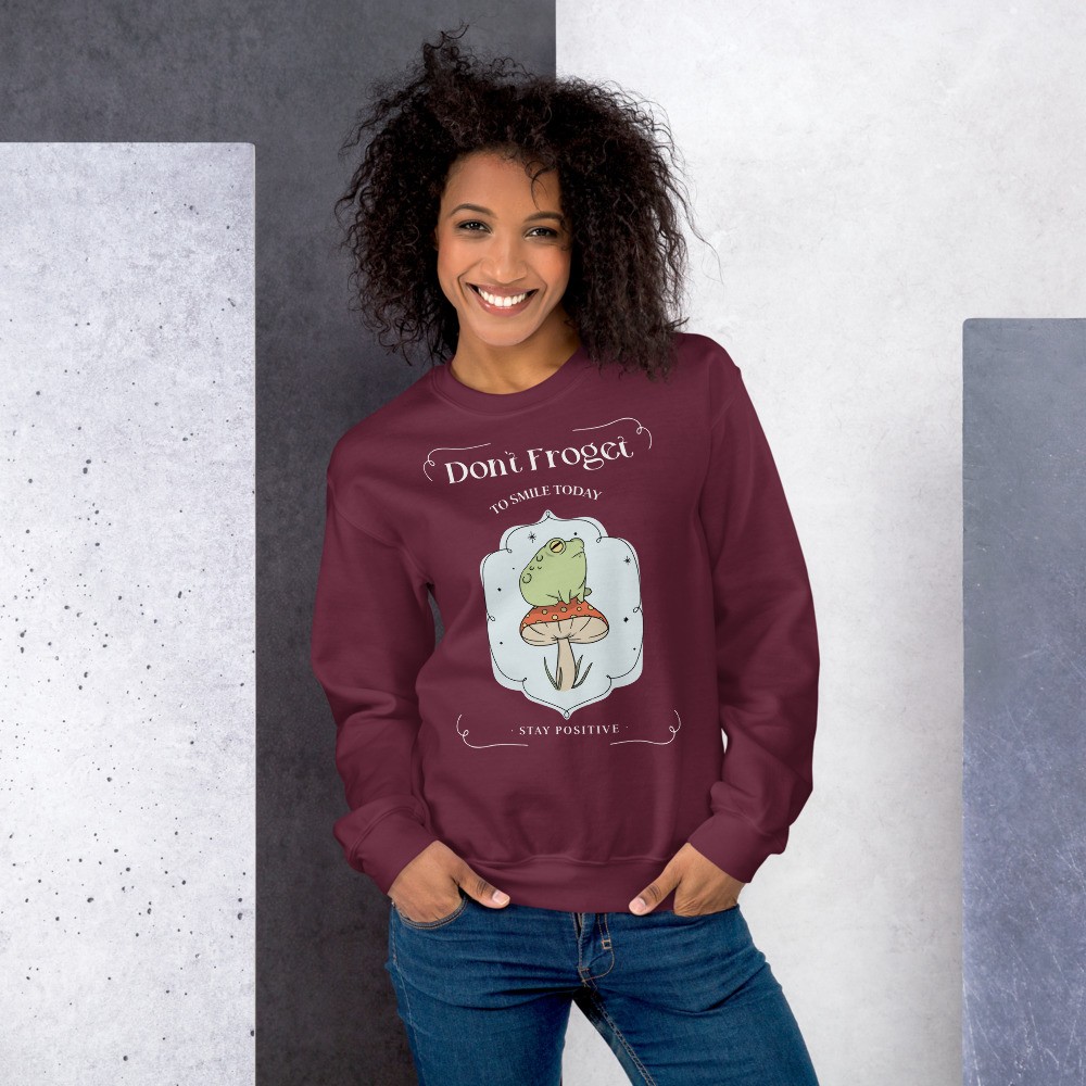 Amanita muscaria funny Unisex Sweatshirt mushroom, fly agaric and a frog