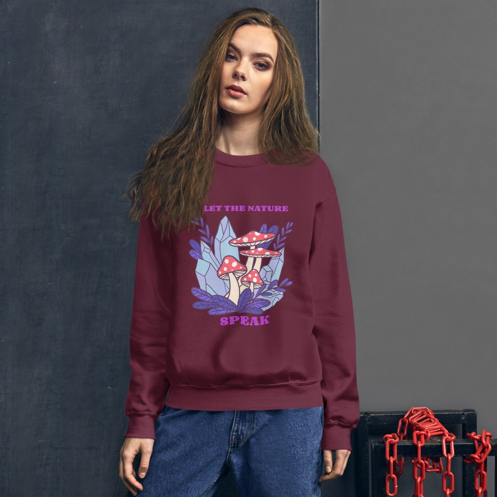 Amanita muscaria Unisex Sweatshirt mushroom and crystals design