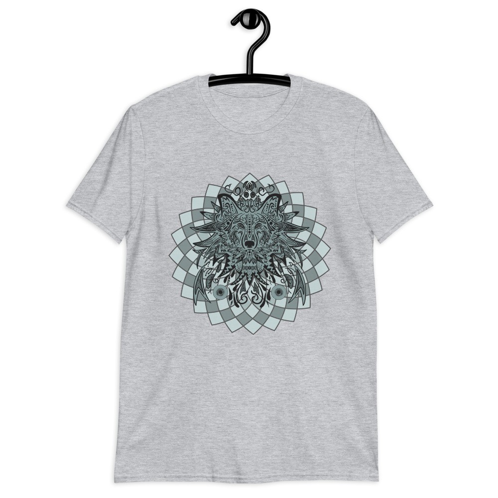 Wolf spirit animal mandala unisex T-shirt