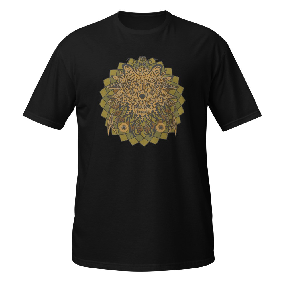 Wolf spirit animal mandala unisex T-shirt orange