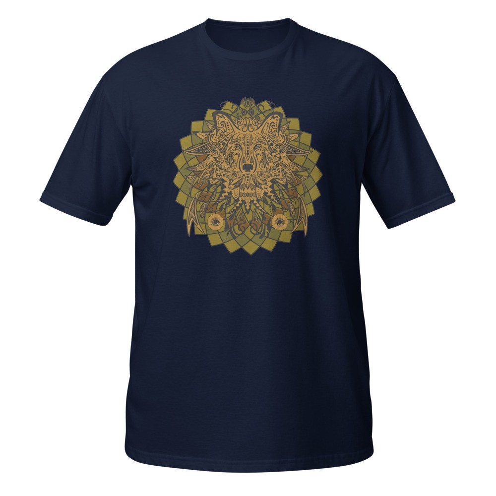 Wolf spirit animal mandala unisex T-shirt orange