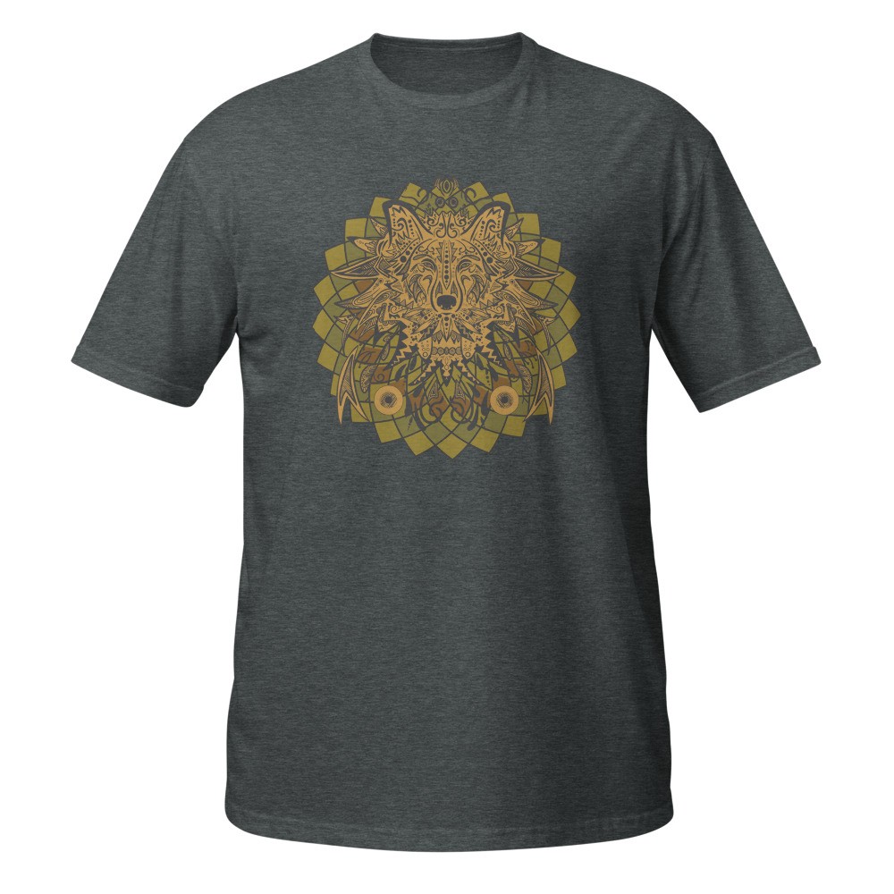 Wolf spirit animal mandala unisex T-shirt orange