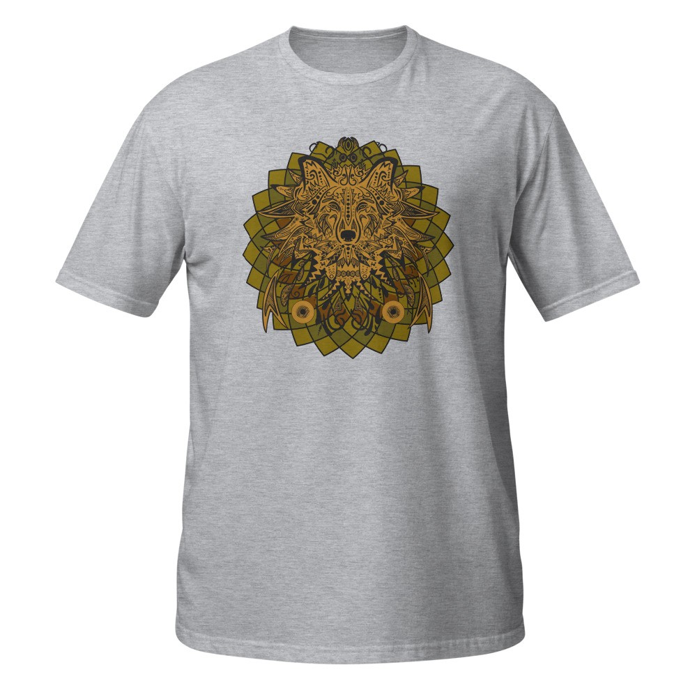 Wolf spirit animal mandala unisex T-shirt orange