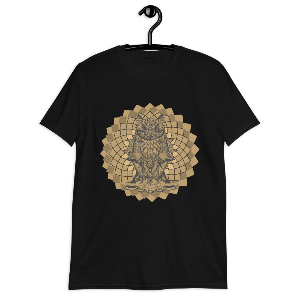 Owl spirit animal brown mandala unisex T-shirt