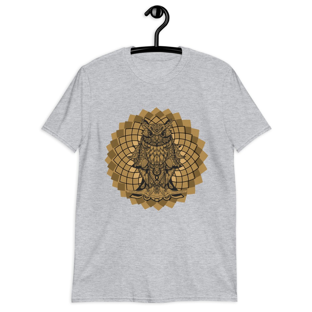 Owl spirit animal brown mandala unisex T-shirt