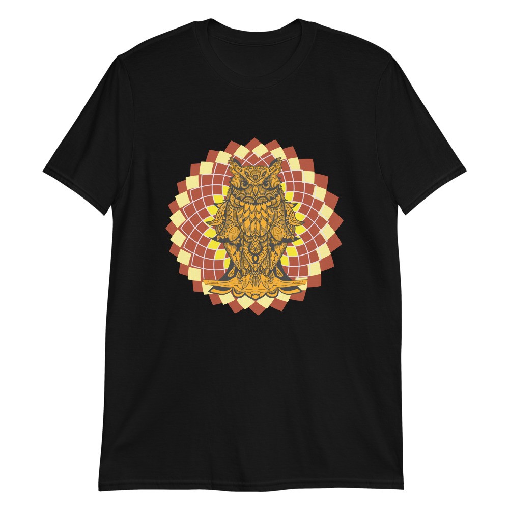Owl spirit animal mandala unisex T-shirt orange