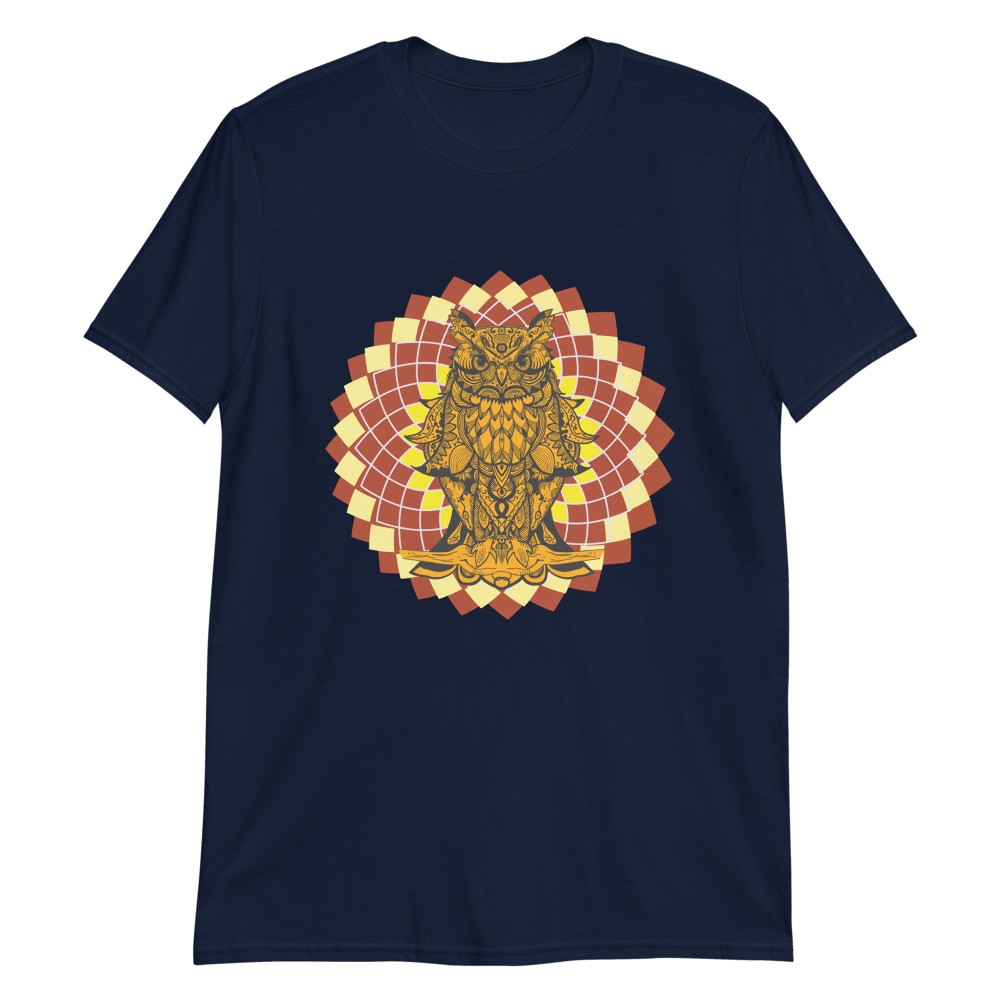 Owl spirit animal mandala unisex T-shirt orange
