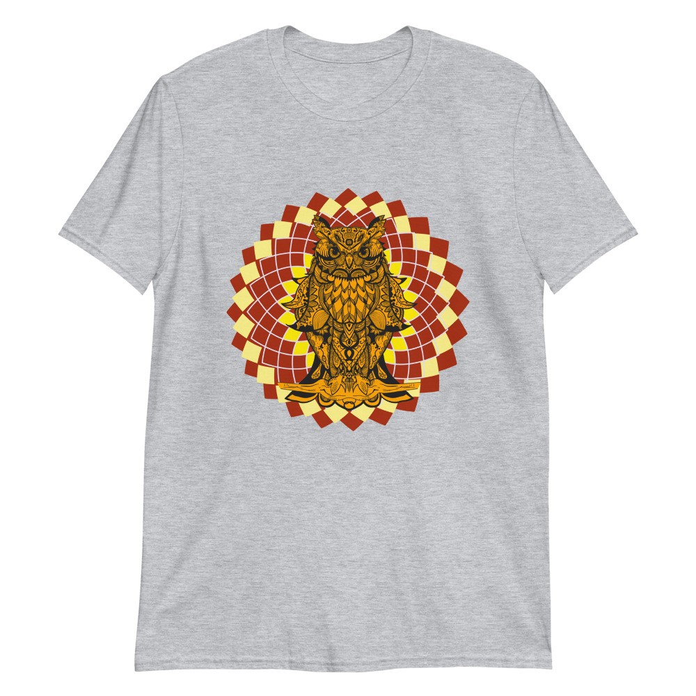 Owl spirit animal mandala unisex T-shirt orange