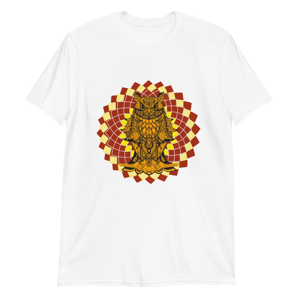 Owl spirit animal mandala unisex T-shirt orange