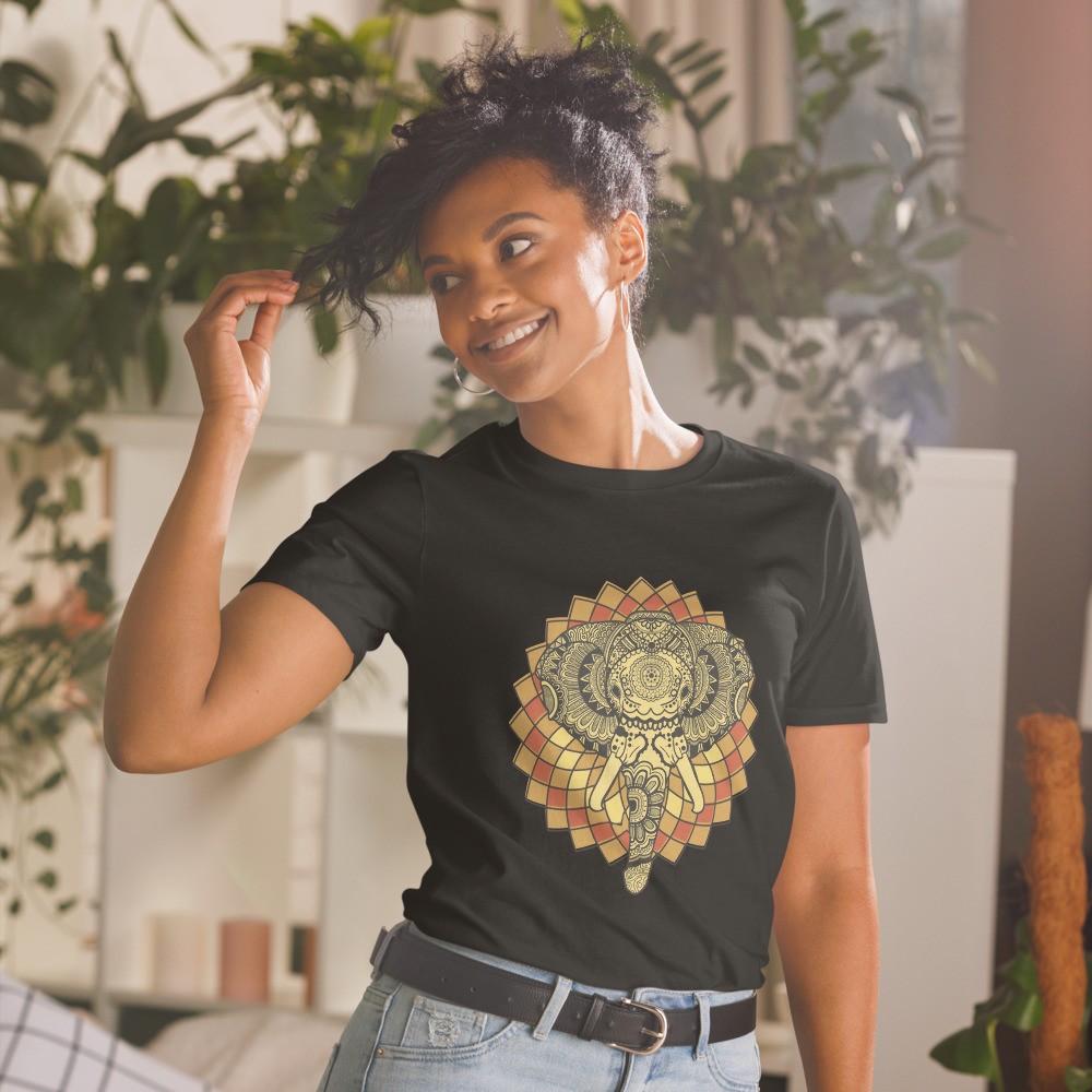 Elephant spirit animal mandala unisex T-shirt