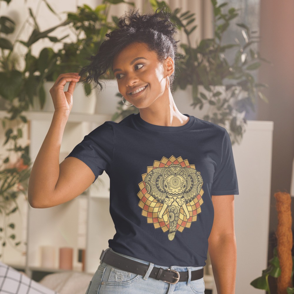 Elephant spirit animal mandala unisex T-shirt