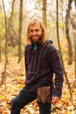 Leather bag with 4 pockets, style "warrior"