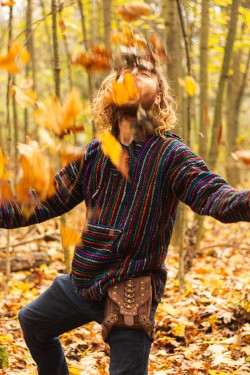 Leather bag with 4 pockets, style "warrior"