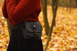 Leather bag with a labradorite stone elegant for women